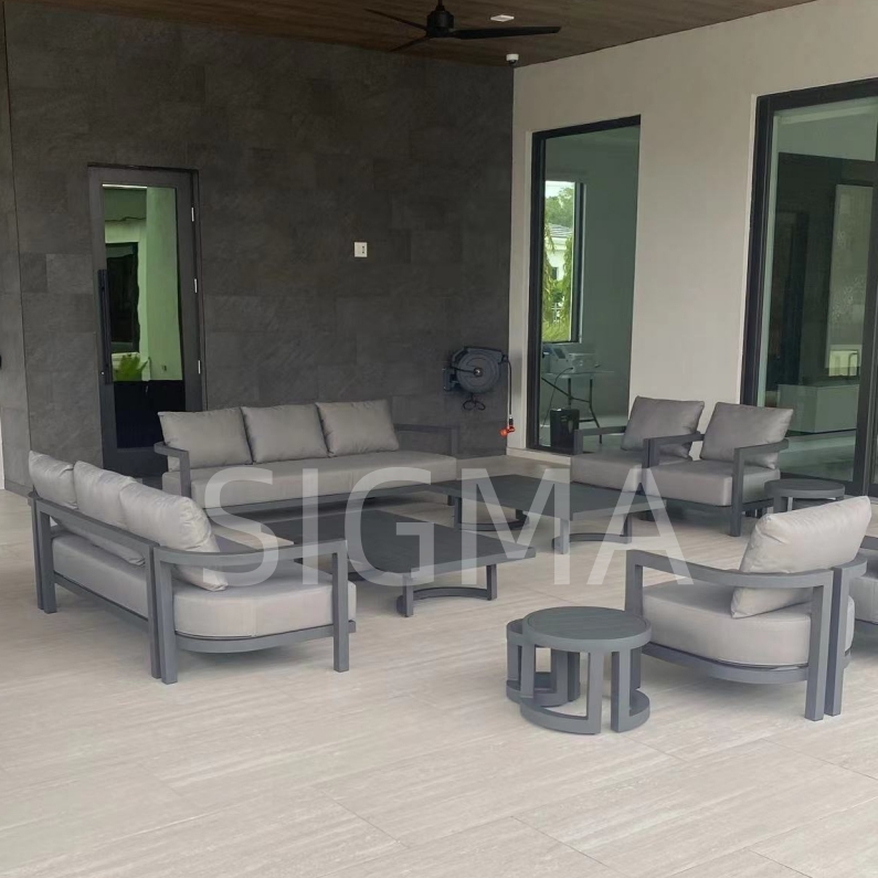 Factory Hot selling outdoor sofa garden terrace aluminum furniture garden sofa set hotel patio outdoor sofa lounge chair