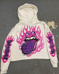 Custom <b>Men</b> Sweatshirt Hoodies 100 Cotton Graphic Printed Heavyweight Oversized Pullover Crop Top Streetwear Heavyweight <b>Hoodie</b> - Product Image 2