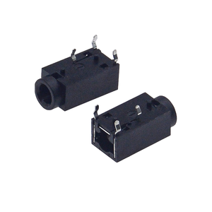 PJ-312 Conector de Audio de 3.5mm, Montaje Pasante de 3 Pines en Ángulo Recto, Conector Hembra con Carcasa de Plástico - Product Image 1