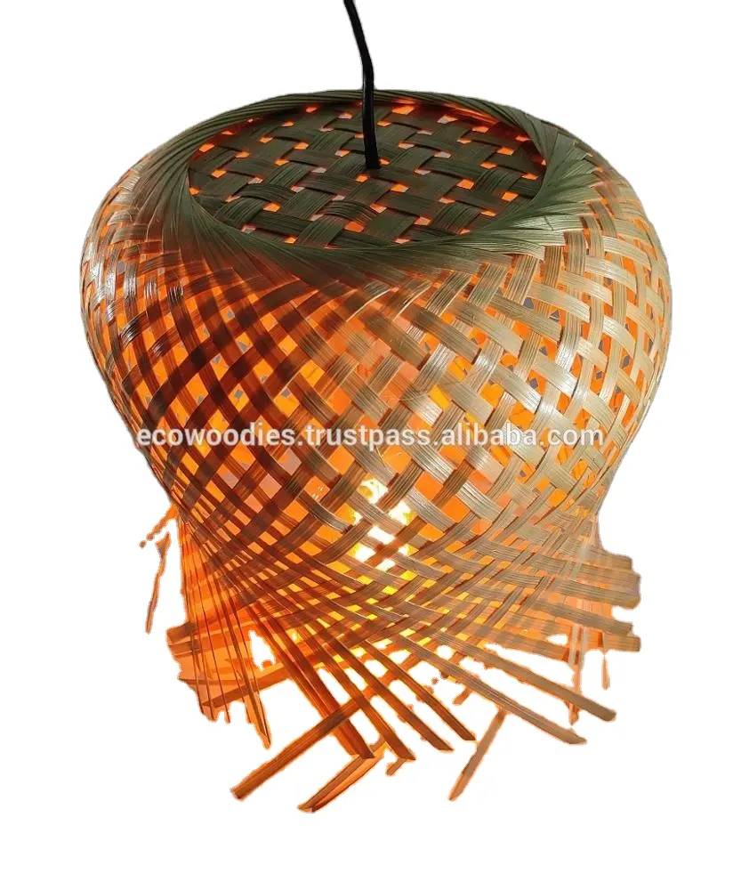 Fabrika fiyat fantezi fener tavan lambası avize kolye ışık asılı Led bambu hasır kolye ışık Rattan