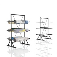 Étagère de présentation de rouleaux de tissu en métal, sur pied, double face, pour l'affichage d'échantillons dans les salles d'exposition de textiles