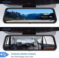 2.5D Kaca Lengkung Putih 9.66 inci Layar Sentuh Penuh DVR Mobil Monitor Spion Mobil 1080P HD Stream Kamera Perekam Pandangan Belakang