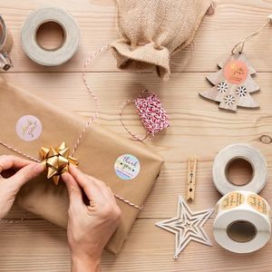 Autocollants d'emballage pour petites entreprises, 6 rouleaux, 500 pièces par rouleau, étiquettes autocollantes de 1 pouce pour enveloppes, sacs cadeaux - Product Image 5