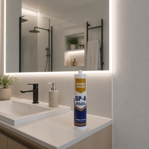 Scellant silicone acide à séchage rapide pour zones humides - Adhésif acétique résistant à l'eau pour l'étanchéité des toilettes et des baignoires - Product Image 1