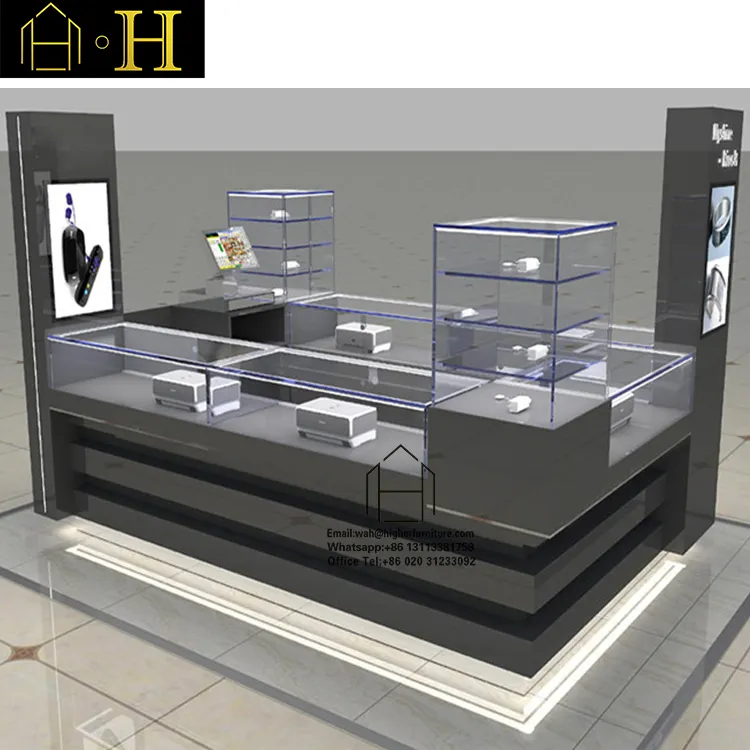 Quiosco de exhibición de joyería personalizado vitrina de joyería de cristal quioscos de joyería para Centro Comercial