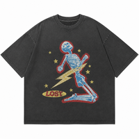 T-shirt surdimensionné respirant en coton épais 100 %, coupe courte et carrée, imprimé sérigraphié, style streetwear de créateur, collection 2026
