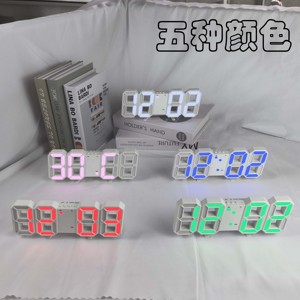 Hot bán hiện đại 3D thời gian dẫn kỹ thuật số Đồng hồ treo tường nhiệt độ đồng hồ báo thức với USB có thể sạc lại cho trang trí nội thất phòng khách - Product Image 2