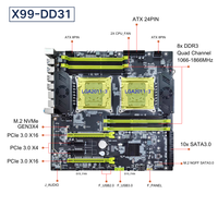 NOUVEAU Kit PC E-ATX X99-DD31, carte mère double X99 avec processeur Intel Xeon E5 2673 V3, combo 8X DDR3 ECC RAM, double processeur, carte mère X99
