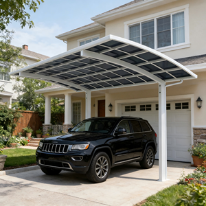 Cochera <span class=keywords><strong>de</strong></span> Aluminio con Techo <span class=keywords><strong>de</strong></span> Policarbonato, Fácil <span class=keywords><strong>de</strong></span> Instalar, Impermeable, para Estacionamiento <span class=keywords><strong>de</strong></span> <span class=keywords><strong>Autos</strong></span> en Exteriores, para Jardín, Patio Trasero, Residencial - Product Image 3