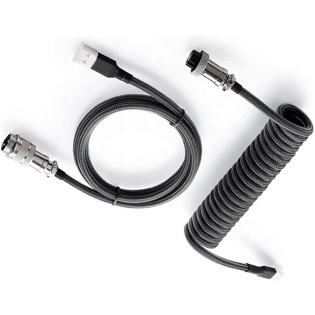 GX16 5 PIN USB to TYPE C Mechanicals Keyboard Spring Data Cable Aviation Plug Spiral Braided Keyboard Cable