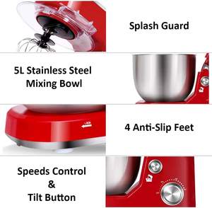 1000 Wát nhà máy điện trực tiếp 4.5 5.5L nhỏ gọn đứng/Bảng cấu trúc <span class=keywords><strong>Mixer</strong></span> thép không gỉ Bát nướng Máy trộn bát - Product Image 3