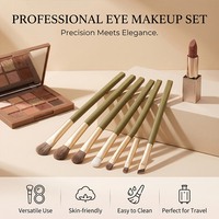 Ensemble de 7 pinceaux de maquillage avec logo personnalisé, marque privée, pinceaux cosmétiques professionnels en fibres synthétiques vegan avec sac en PU portable