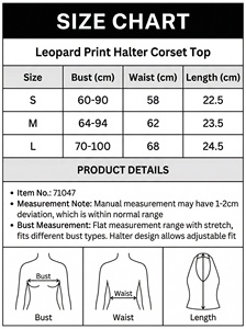 En stock 2026 – Nouveau haut corset vintage pour femme à imprimé léopard, col halter profond en V avec boutons et taille cintrée, coupe courte - Product Image 6