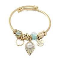 PFT Pulsera de Acero Inoxidable a la Moda con Colgante de Libélula de Cristal, Joyería Electrochapada en Oro