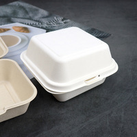 Pulpe de canne à sucre recyclable hamburger à emporter pique-nique alimentaire dessert gâteau boîte d'emballage en papier