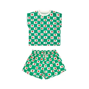A range of styles Customized print checkered Tomato all over Cotton T-shirt Top&Culotte Pant legging shorts skirt bloomer a sets