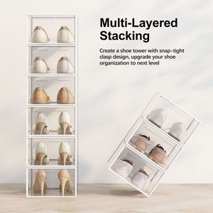 Scatola <span class=keywords><strong>Portascarpe</strong></span> Grande Organizer per Scarpe Impilabile in <span class=keywords><strong>Plastica</strong></span> <span class=keywords><strong>Trasparente</strong></span> per Armadio Scarpiera Pieghevole Salvaspazio - Product Image 3