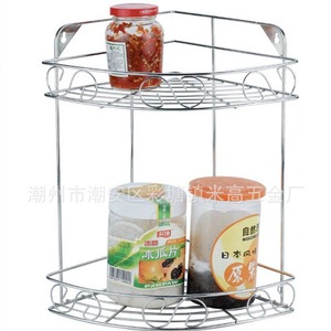 Stainless Steel <b>Corner</b> <b>Shelf</b> Wall Mounted Two Tier Durable Kitchen Bathroom Storage Rack - Product Image 1