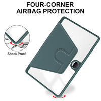 Honor Tablet 9 2024 Housse de protection en silicone TPU transparente ultra-mince avec coque arrière en acrylique rotatif Fente pour stylo Couleur verte