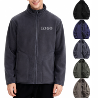 Manteau solide à col montant en polaire de velours réversible pour hommes, avec fermeture éclair, veste d'extérieur d'hiver, veste polaire personnalisée