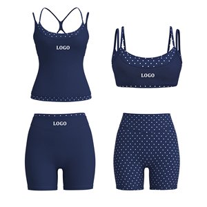 Soutien-gorge de sport pour femme à double couche, patchwork, antimicrobien, avec bordure à pois, extensible, pour le fitness - Product Image 5