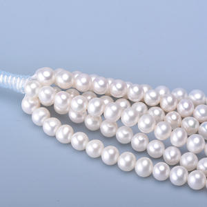 Collier de perles d'eau douce Tilian 8-9 mm, naturel, lâche, petites imperfections avec une forte luminosité, semi-fini, cercle parfait, personnalisable - Product Image 1