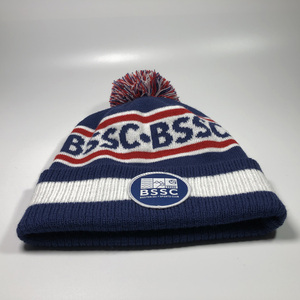 Màu Đỏ Trắng Và Màu Xanh Jacquard Thư <span class=keywords><strong>Bobble</strong></span> Mũ Tùy Chỉnh Acrylic Dệt Kim Mùa Đông Mũ Pom Pom Người Lớn Mũ Beanie Với Dệt Vá Logo - Product Image 3