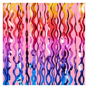 Rideau ondulé <span class=keywords><strong>dégradé</strong></span> arc-en-ciel, fournitures de fête, décoration de porte, feuille d'aluminium, fête d'anniversaire - Product Image 1