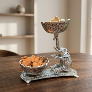 Handmade Metal Oriental Carved <b>elephant</b> Serving Bowl Set with Fruit and Snacks Dish Decorative <b>Gifting</b> Bowls - Product Image 4