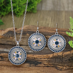 Parures de bijoux fantaisie en alliage, collier et boucles d'oreilles fleuris pour femmes, pour les soirées 2024 - Product Image 4