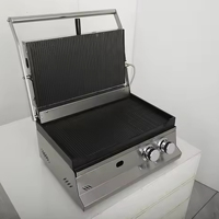 Presse à panini au gaz en acier inoxydable, nouvelle, pour la vente en gros, gril de contact commercial multifonctionnel pour la préparation de burgers et de sandwichs