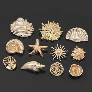 Custom Shell pulsante forma speciale conchiglia di mare conchiglia stella irregolare oro lega di zinco gambo metallo bottone per i vestiti - Product Image 3