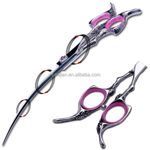 Schoonheid Bloem Gebeeldhouwd Handvat Fancy Stijl Gebogen Huisdier Snijschaar 7.5 "Professionele Japan Stalen Kattenhondenverzorgingsschaar - Product Image 2