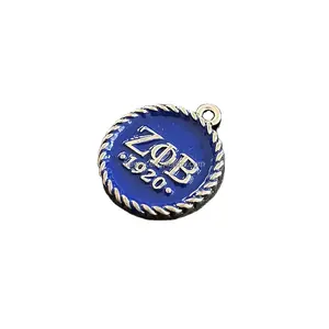 OEM Manufacturer DIY Custom Logo ZPB 1920 Blue Enamel Pendant Charms For Bracelet Necklace Making Jewelry Accessories