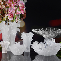 Bol à chocolat moderne de luxe de haute qualité en cristal de verre en forme de fleur violette W30CM, centre de table pour mariage et fête
