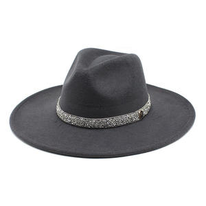 Sombreros Fedora para mujer y hombre, sombrero Fedora de ala ancha con diamantes de imitación ostentosos, personalizado, HT-1763, venta al por mayor, 2022 - Product Image 5