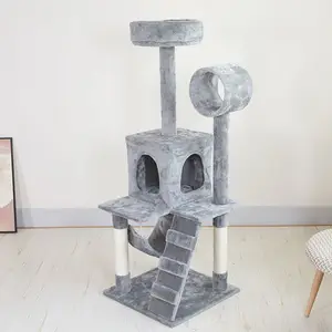 Hot Selling Pet Supplies Christmas Climbing House Toy Hammock Teaser Scratcher Toy Cat Tree Grab Column Big Tower Wooden House
