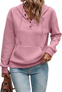 Women's <b>Hoodies</b> Casual Long Sleeve <b>Quilted</b> Half Button Drawstring Hooded Sweatshirt camo hoodi streetwear - Product Image 5