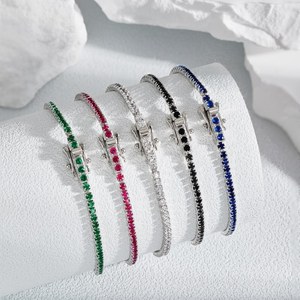 Bracciale Unisex 2mm 925 in argento Sterling singola fila 5A Cubic zircone bracciale Tennis <span class=keywords><strong>uomo</strong></span> <span class=keywords><strong>e</strong></span> donna Hip Hop Full Row Diamond - Product Image 1