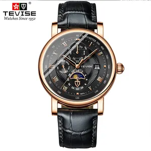 Tevise Jam Tangan Mekanis Otomatis Pria, Jam Tangan Kulit Mewah Model Baru T867A 2021