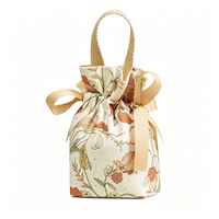 Bolsa de Lona con Cordón y Diseño Floral Personalizado, Bolsa Reutilizable con Cierre de Cinta, Bolso de Mano para Regalos, Almacenamiento y Compras Diarias