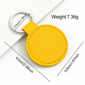 Wholesale UV Printing Round Rectangle PU Leather <b>Keyring</b> Holder Pendant Promotion Gift DIY Retro Blank Keychain - Product Image 6