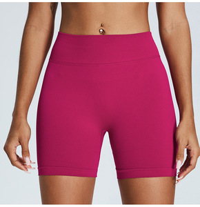 Pantalones Cortos Deportivos de Cintura Alta para Mujer, Sin Costuras, de Secado Rápido, Levanta Glúteos, para Entrenamiento y Fitness, con Bolsillos, Venta al por Mayor, Hechos de Spandex/Nylon - Product Image 3