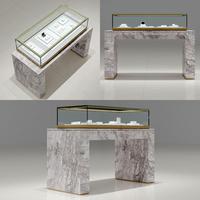 Vitrine de Luxe Personnalisée en Marbre pour Bijoux, Comptoir d'Exposition en Verre Moderne, Meuble de Présentation OEM/ODM pour Boutique, Magasin de Détail, Montres, Pierres Précieuses et Métal