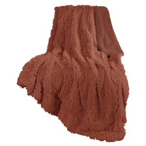 Couverture en fausse fourrure de terre cuite Super douce et confortable en peluche duveteuse pour canapé et lit - Product Image 1