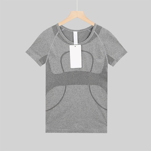 Wholesale Lulu New Women's Short Sleeved Athlete <strong>Tech</strong> Top Breathable Fitness Yoga <strong>Outfit</strong> With Gingham Pattern for T-shirt - Product Image 6