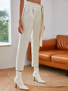 Weixin Dropshipping <span class=keywords><strong>pantaloni</strong></span> da donna <span class=keywords><strong>bianchi</strong></span> <span class=keywords><strong>con</strong></span> <span class=keywords><strong>cintura</strong></span> annodata OEM - Product Image 6