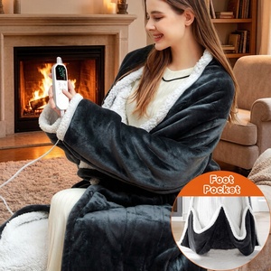 Couverture chauffante électrique écologique en polaire avec manches - <span class=keywords><strong>Robe</strong></span> chauffante personnalisable 100 % polyester pour l'hiver - Product Image 1