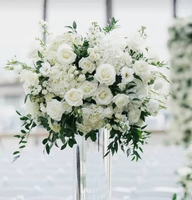 Bouquet de fleurs de mariage décoratives personnalisées de 40cm Vente en gros Soie artificielle Fleurs de roses blanches pour la décoration de mariage