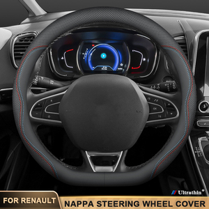 Housse de volant en cuir pour Renault <span class=keywords><strong>Clio</strong></span> Scenic Megane RS <span class=keywords><strong>GT</strong></span> Laguna 3 <span class=keywords><strong>4</strong></span> 5 Kangoo Fluence Trafic Talisman Twingo Kaptur - Product Image 1